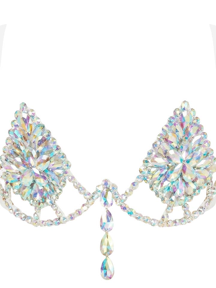 Frozen Iridescent Crystal Carnival Bra for wholesale on Faire