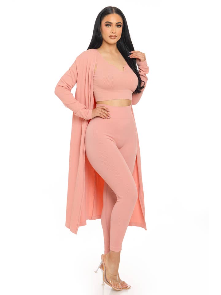 Lime All the Time - Wholesale Activewear set – Women′s - 3 Pc Seamless Tank top/Legging/Cardigan Yoga Active Wear Set9