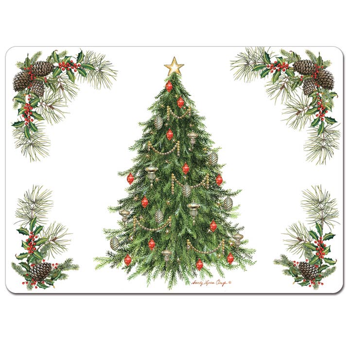 CounterArt/Highland Home/Thirstystone/CoasterStone - Wholesale Placemat - Cala Home "O' Christmas Tree" Decorative Hardboard Placemat