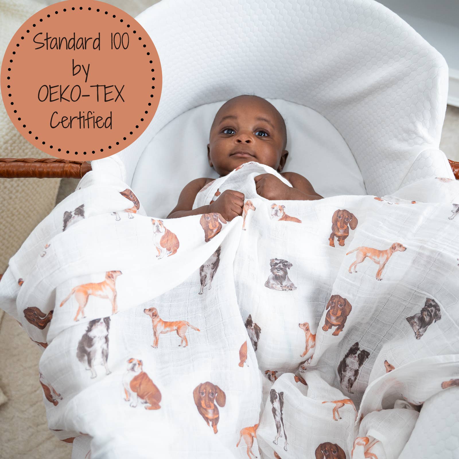 LollyBanks - Wholesale Swaddle - Baby - Adorable Dog Print Baby Muslin Swaddle Blanket3