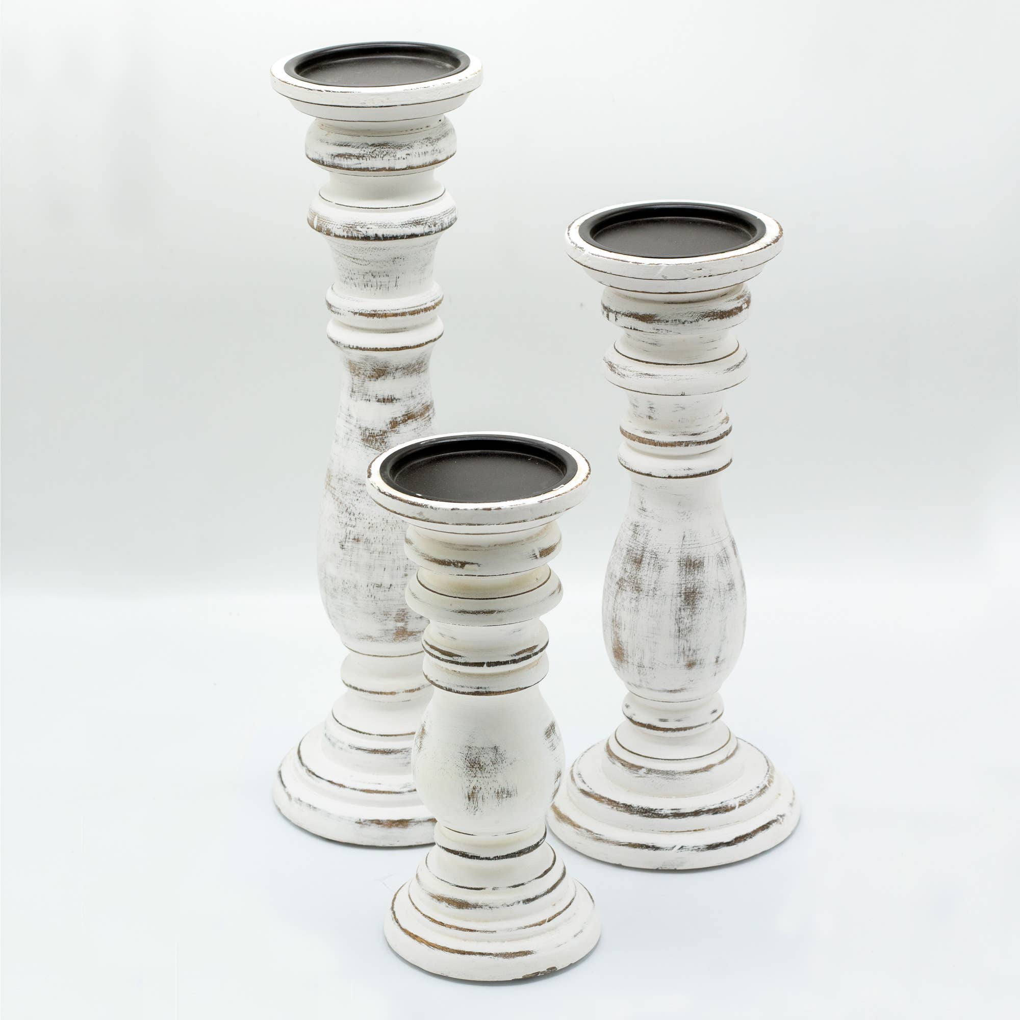 Ancient Wisdom – wholesale Candle holder – Classic Candle Stand - Whitewash -  23x10cm - Small1