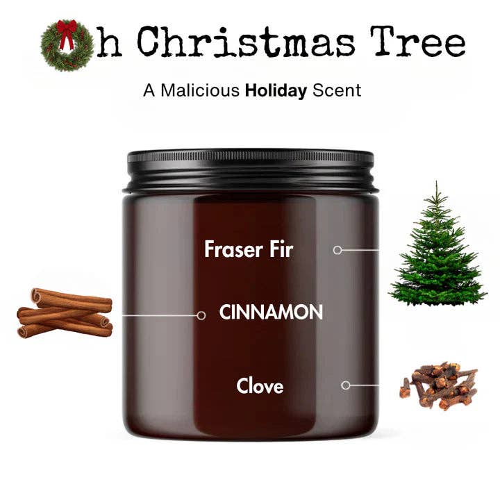 Malicious Women Candle Co - Wholesale Jar/Filled Candle - Drinkin' Around The Christmas Tree Scent: Oh Christmas Tree1