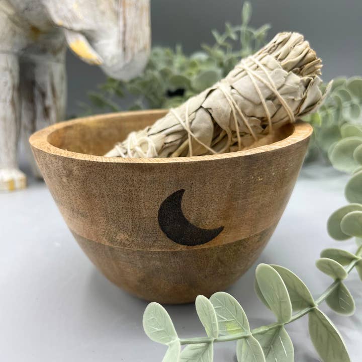 AW Artisan - Wholesale Incense Holder - Wooden Bowl for Offerings - Three Moons - 11x7cm1