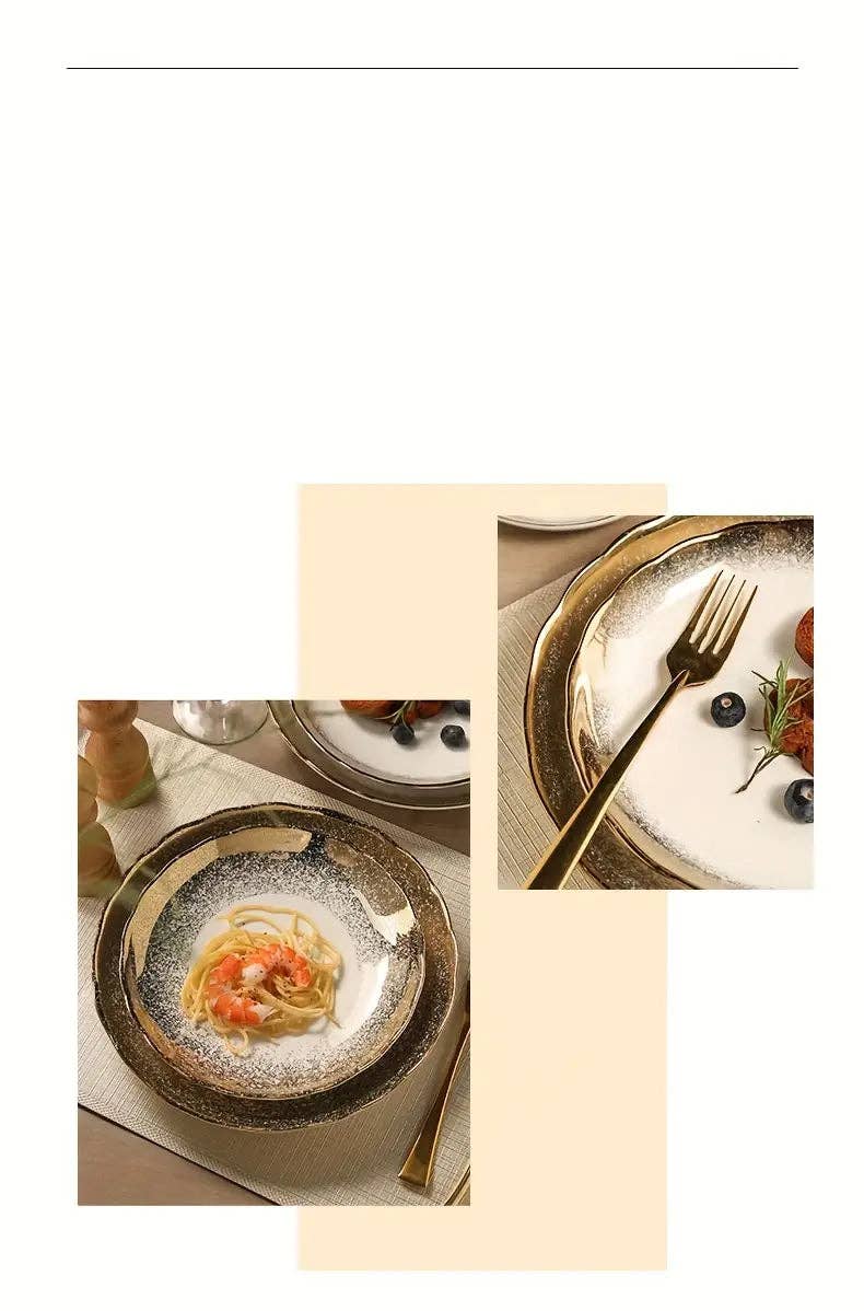 Huis Van Merken – wholesale Tallrikar – Elegant keramiktallrik med guldkant – 20,3 cm2