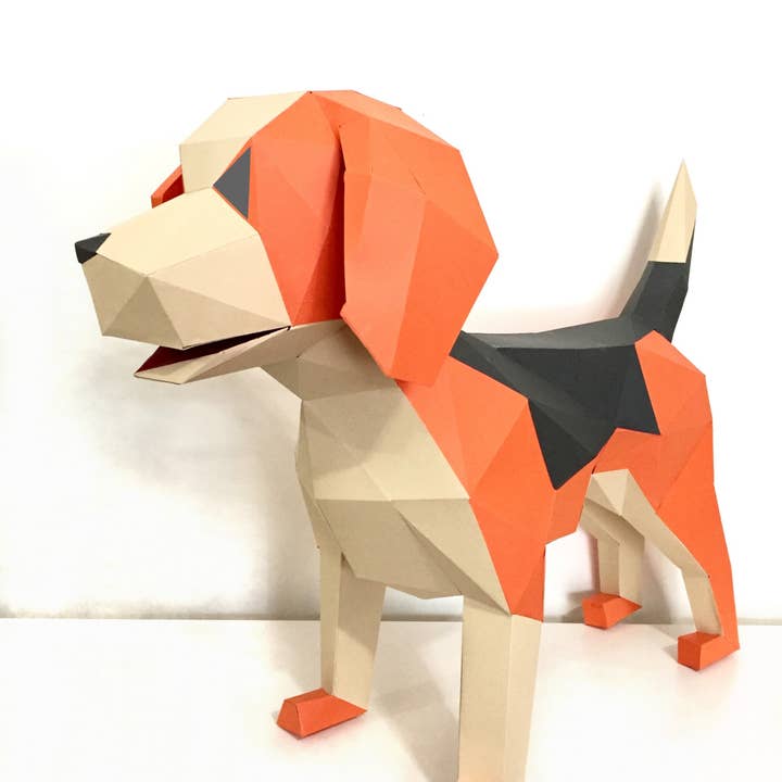 Kit de modèle d'origami en papier DIY Beagle 3D LUX pour la vente par Sofs Designs