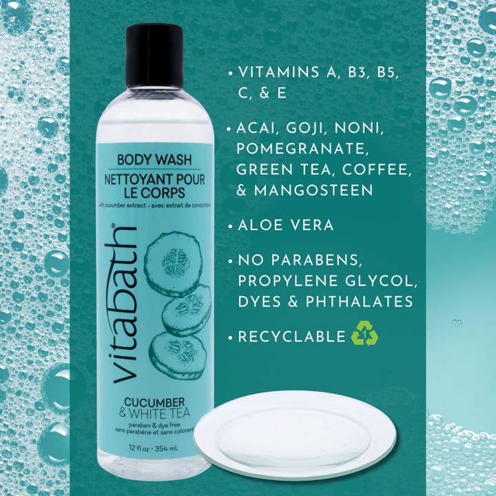 Vitabath - Wholesale Body Wash/Shower Gel - Cucumber & White Tea Body Wash 12 fl oz