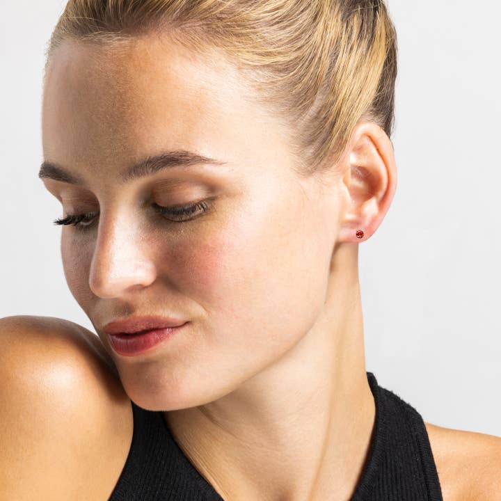 Luxenter - Wholesale Stud/Post Earrings - Pendientes de Plata de Ley 925 con Circonita Naranja acabado Rodio - Iona3