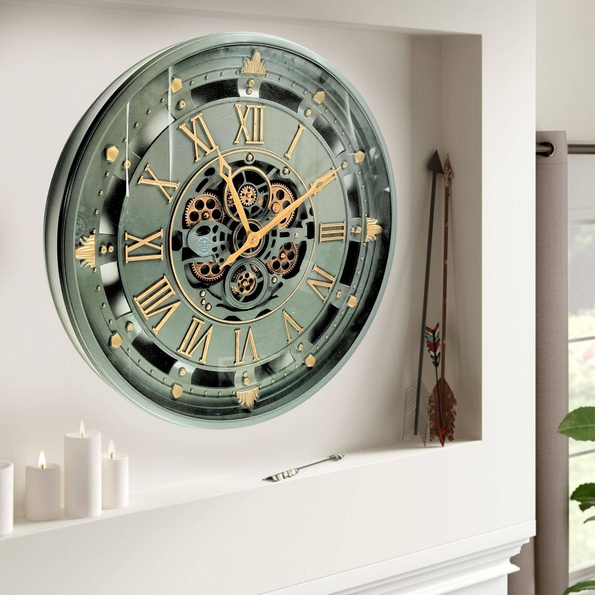 The Gears Clock - Wholesale Wall Clock - BELGIUM LINE WALL CLOCK ROUND 26 INCH GREEN10