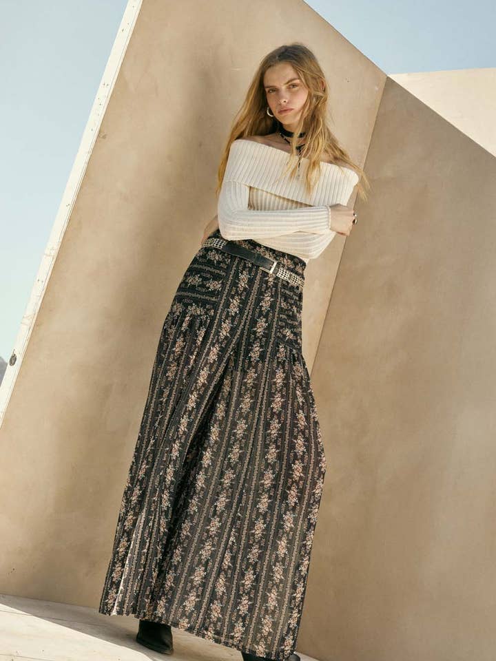 Pantalones Palazzo de Pierna Ancha de Malla con Estampado Floral para venta al por mayor de Promesa USA