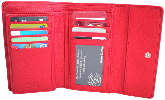 hide & chic – Engroshandel Tegnebog - Dame – RFID pung i fuldnarvet koskindslæder. Sort, brun, blå eller rød. Stil nr. 21004 Hide & Chic24