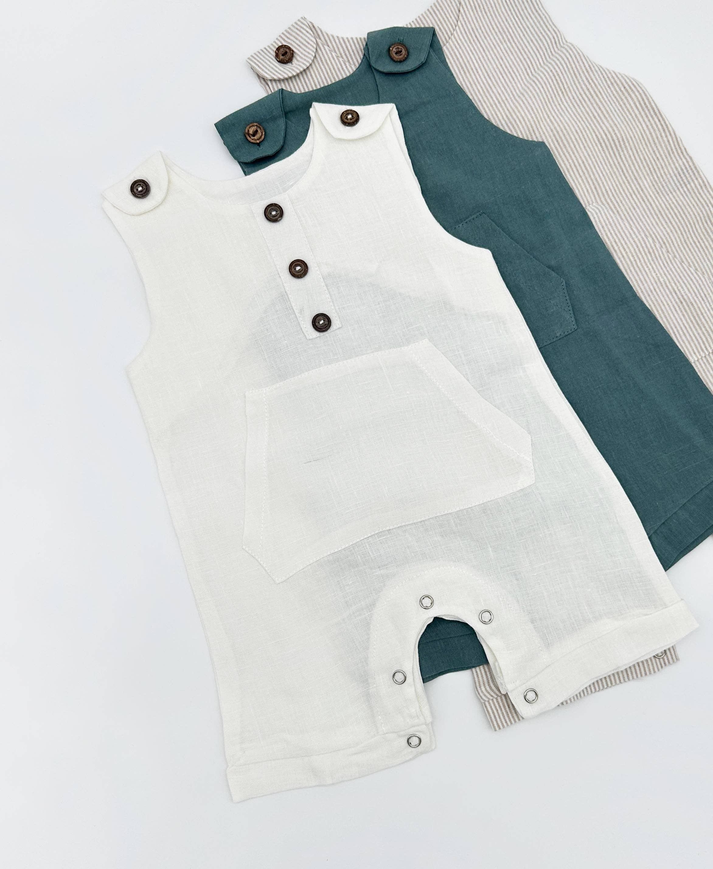 OLIVE & CRADLE - Wholesale Jumpsuit - Baby - Boys Classic Summer Linen Romper | Pierre SHORTS *|* Discontinued1