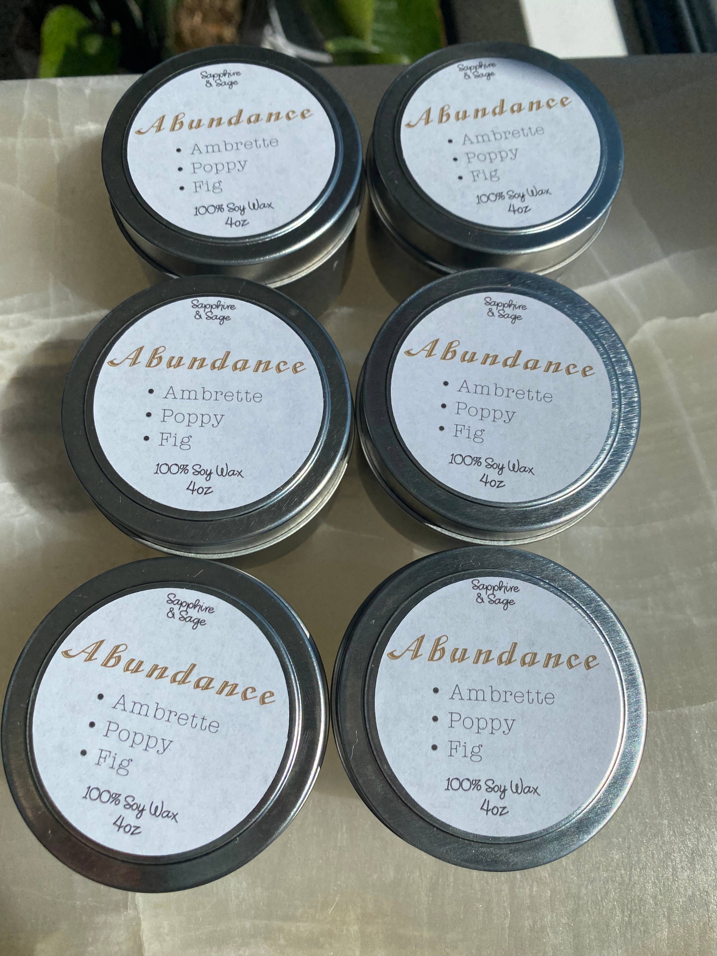 Sapphire & Sage - Wholesale Travel Candles - Abundance Crystal Candle1