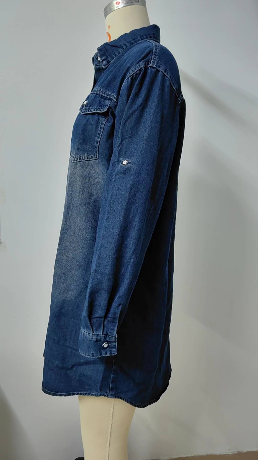 Hope & Sunshine - Wholesale Dress - Women's - Washed Denim Long Sleeve Casual Dress2