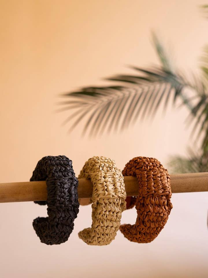 SET OF 3 RAFFIA HEADBANDS - ONE EACH COLOR for wholesale by Kalalou