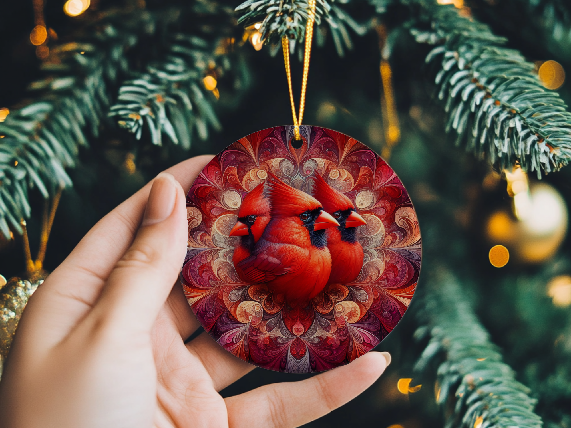 Fernville Creations - Vente Objets de décoration - Ornement en forme de disque en céramique Cardinal, cadeau souvenir de Noël12