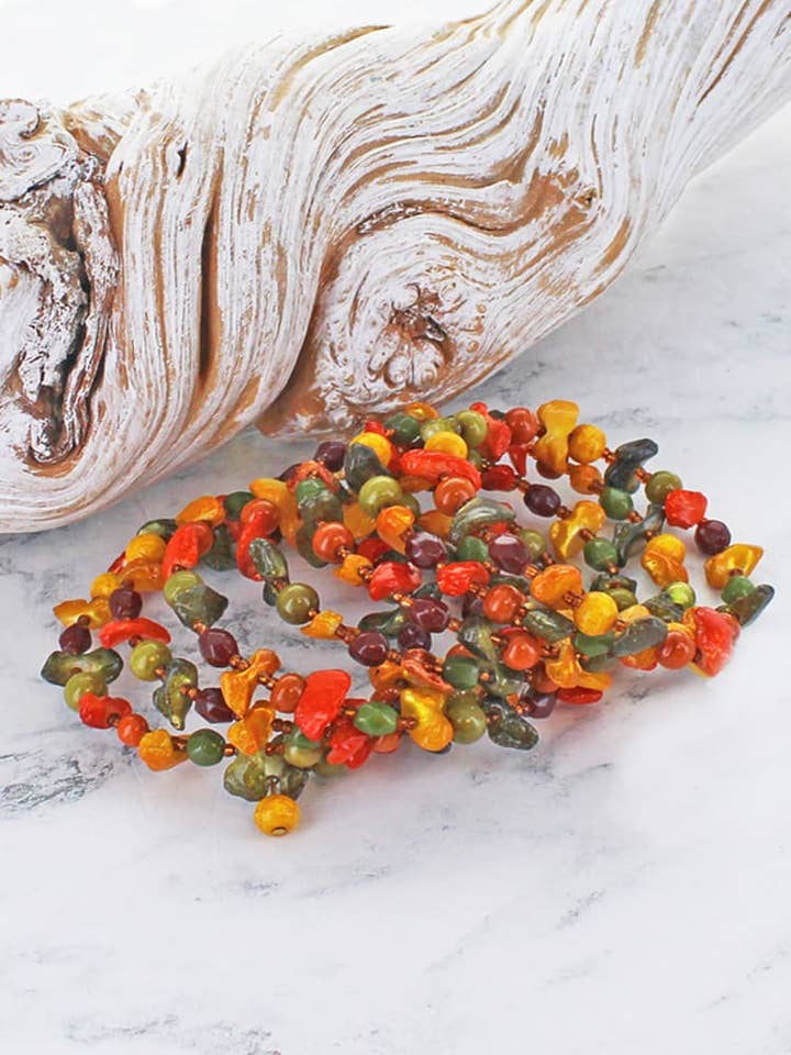 DC6506MU SHELL & GLASS BEADED SPIRAL BRACELET (Coded DC6307) for wholesale by Suzie Blue