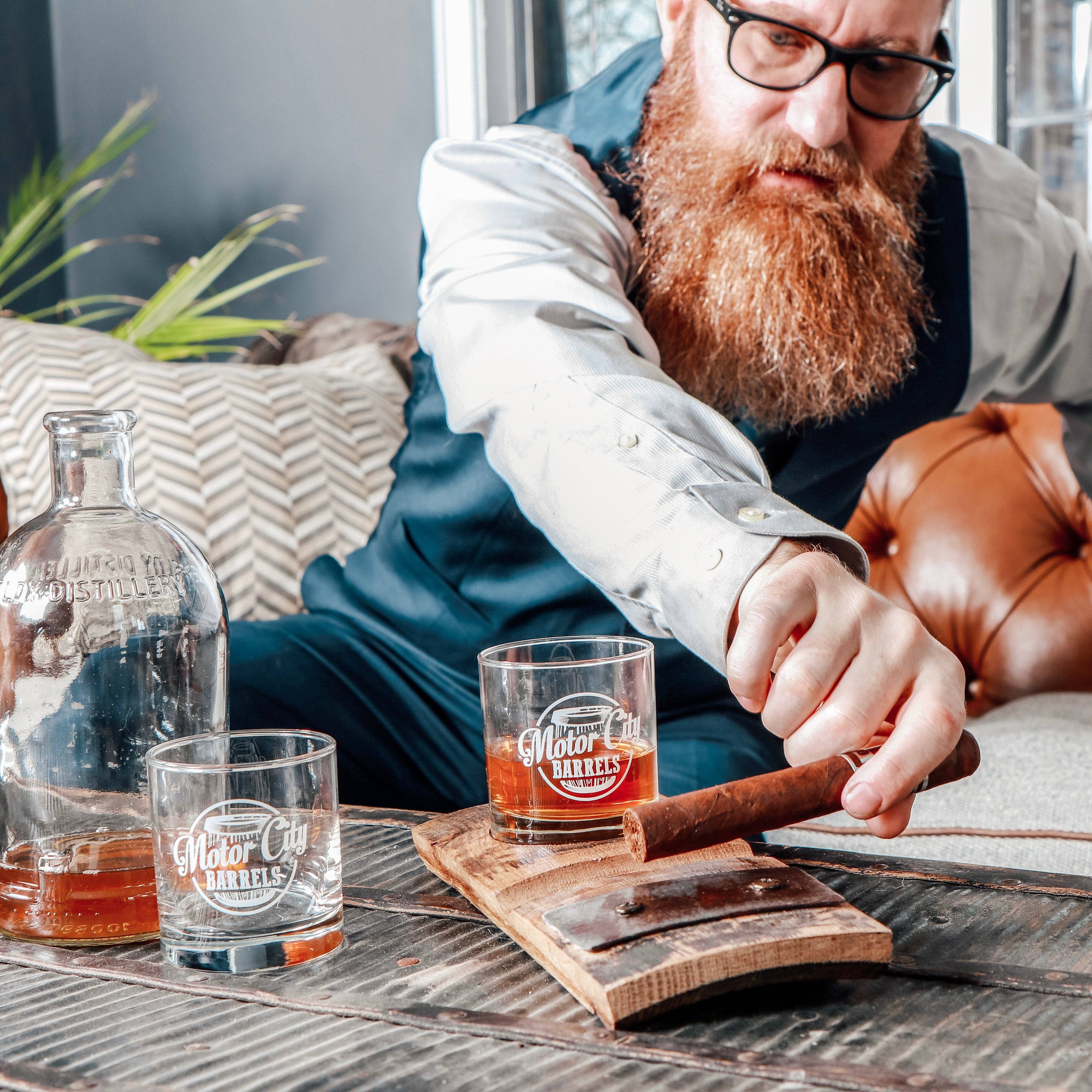 Motor City Barrels - Wholesale Cocktail/Liquor Glass - Cigar Holder with Rocks Glass7