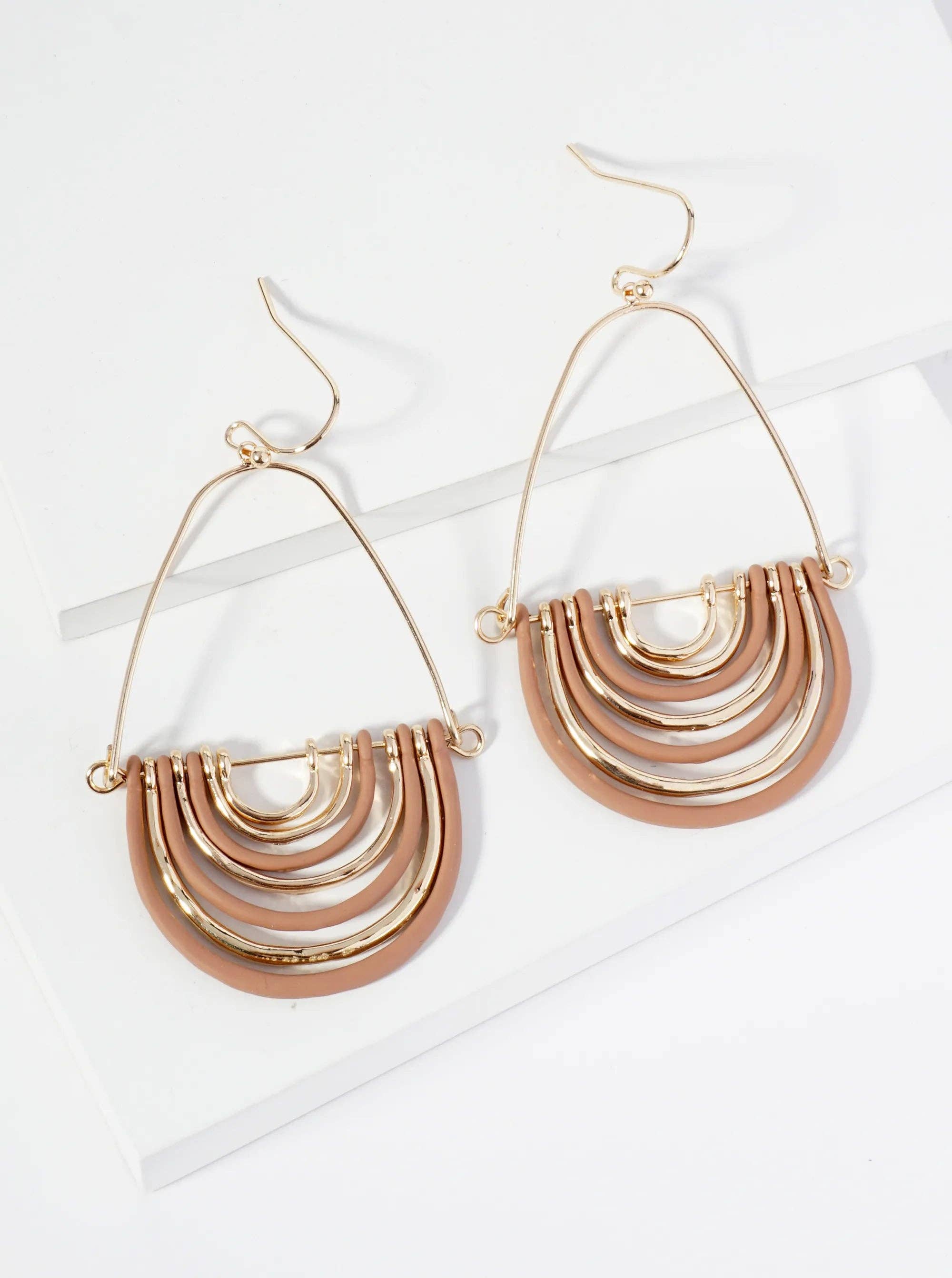 Wild Honey - Wholesale Dangle Earrings - Hammered Metal Geometric Teardrop Dangle Earrings1