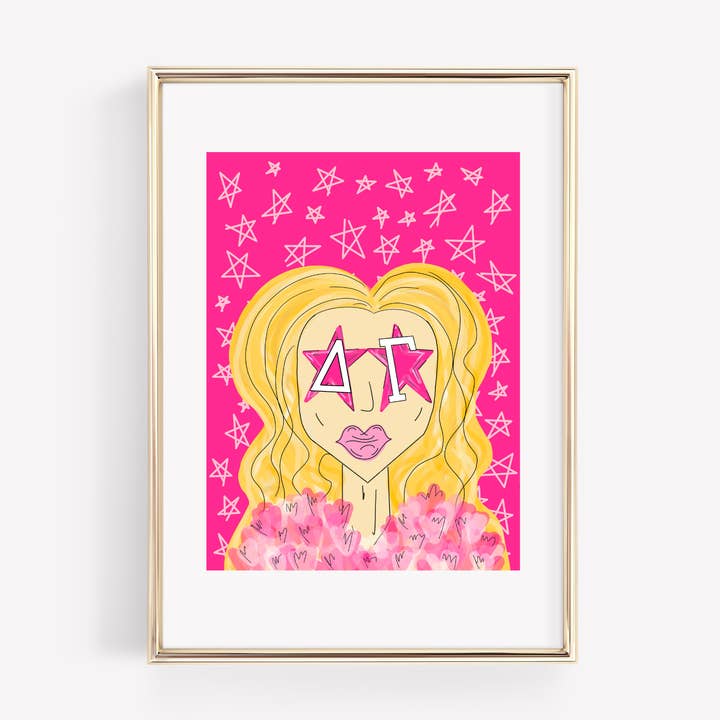 Delta Gamma - Pink Funky Sunnies - Sorority PRINT for wholesale by Made By Marissa Art