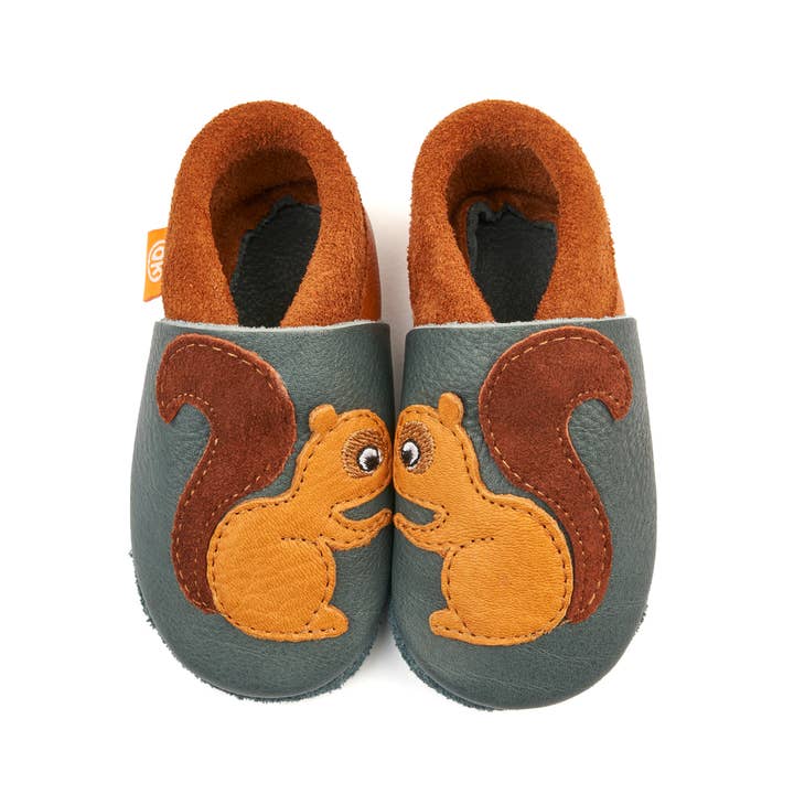 Bluegrey Children's slippers Crunch the Squirrel for wholesale on Faire
