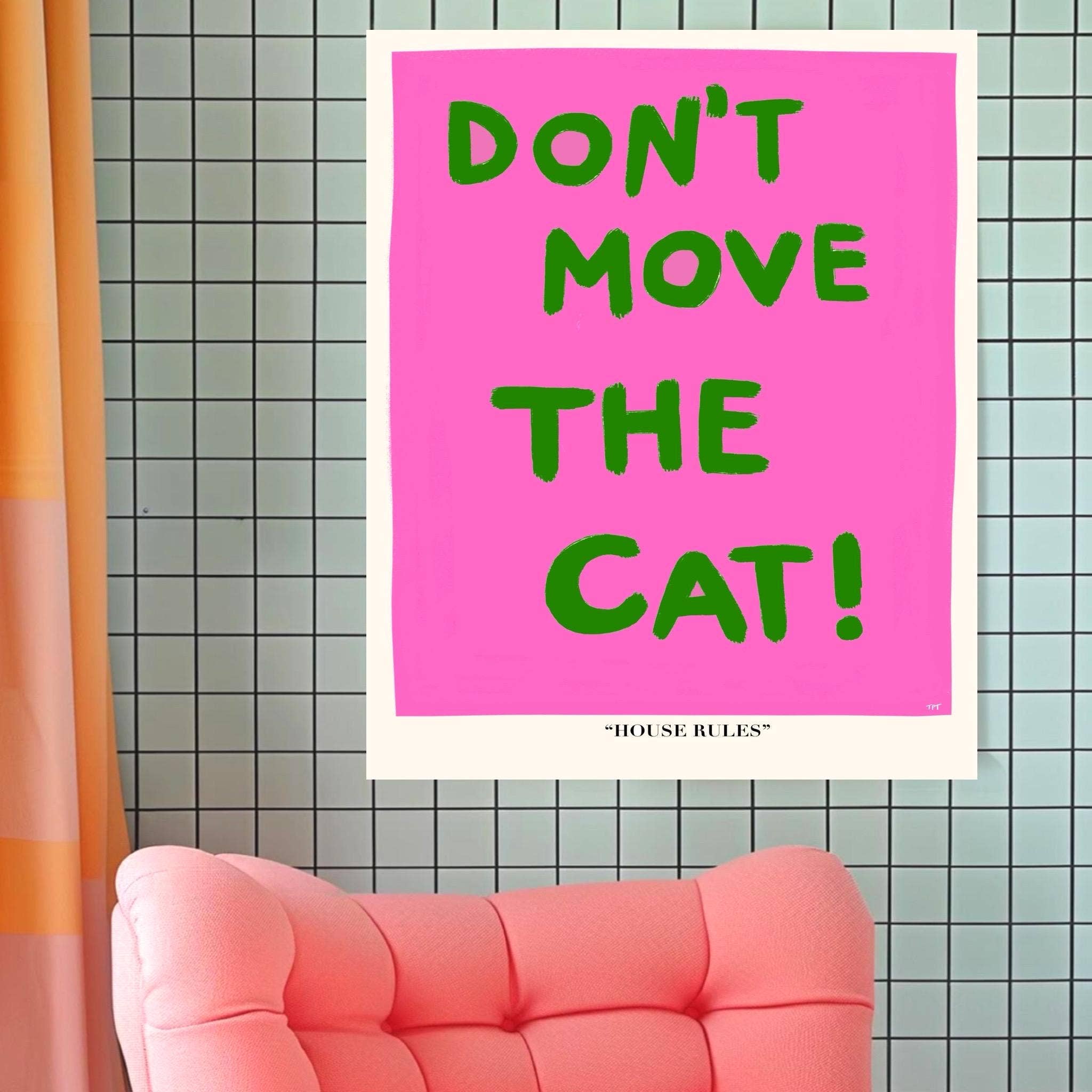 The Paper Tail – wholesale Art print – House Rules Cat Art Print - Colourful Wall Decor2