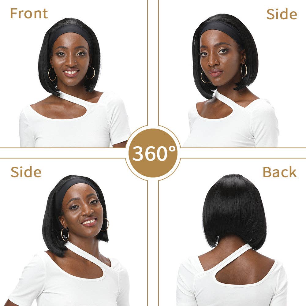   Short Straight Bob Headband Wig - 10 Inch Synthetic Hair for wholesale on Faire4