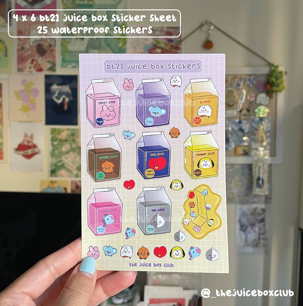 The Juice Box Club – wholesale Sticker – BT21 Juice Box Stickers : KPOP Army