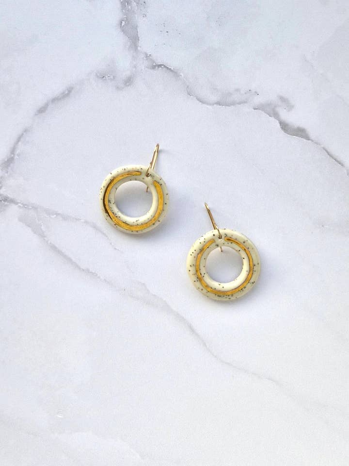 Heather Speckled Hoop Porcelain Earring with Gold Lustre for wholesale by Little Lovers
