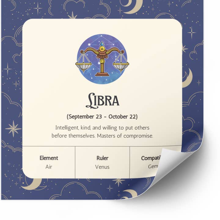 Vairagya Yogashala - Wholesale Sticker - Libra Zodiac Sticker