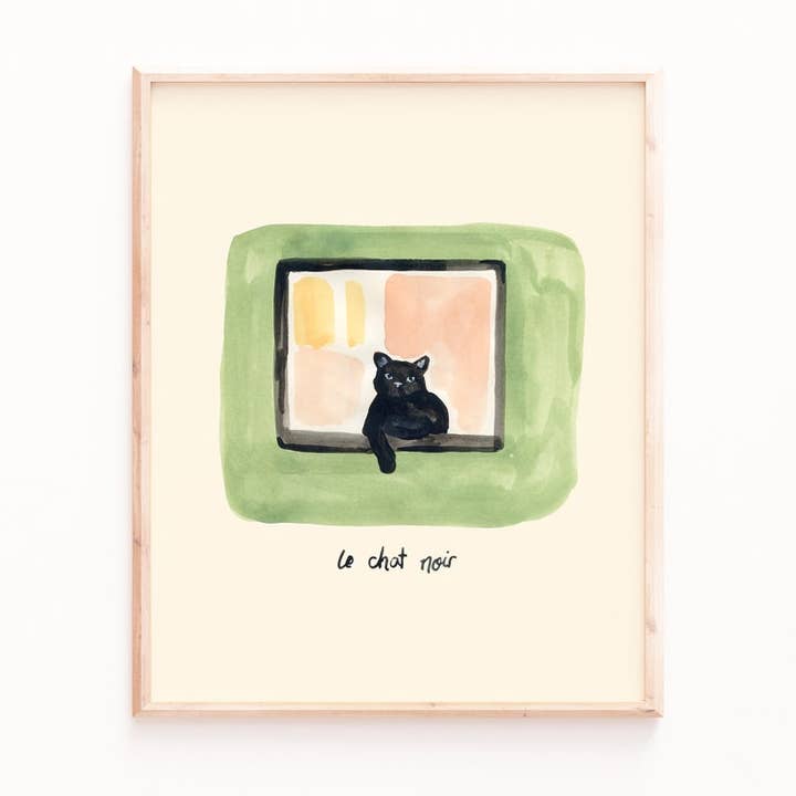 Décoration murale en forme de chat noir, impression Art nouveau, impressions d'art vintage pour la vente par Sabina Fenn