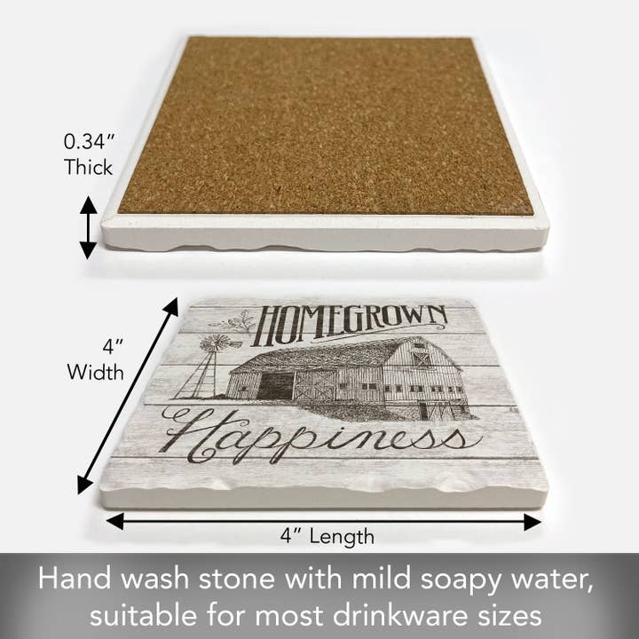 Conimar Promotions - Wholesale Coasters - "Homegrown Happiness" Single Tumbled Tile Coaster 2