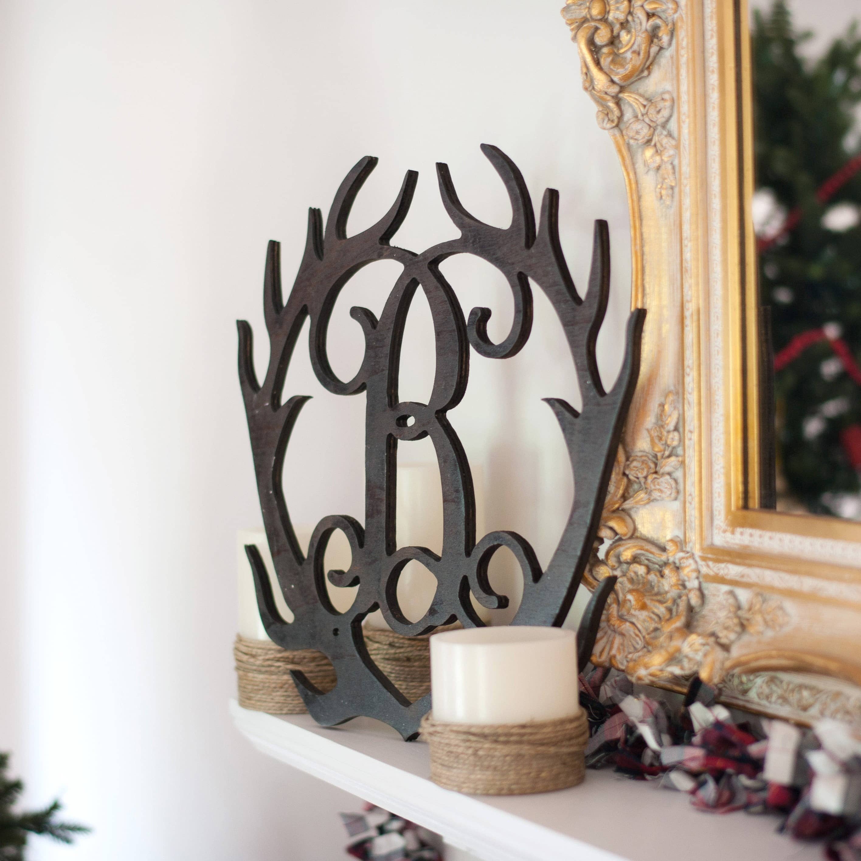 Wholesale Boutique - Wholesale Wall Sign - Antler Wood Monogram- Single Initial4