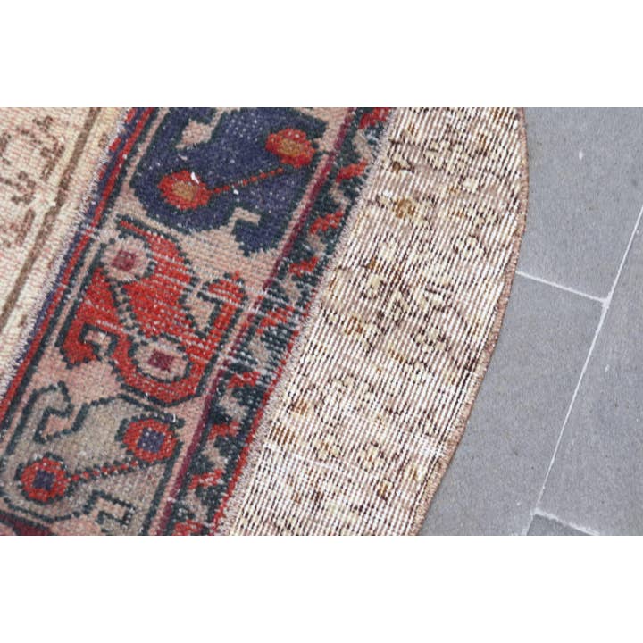 The Loom Wholesale - Wholesale Rug Pad - Vintage 3,6x3,6 ft Rug, Turkish Rug, Blue Geometric with floral elements Wool Rug5