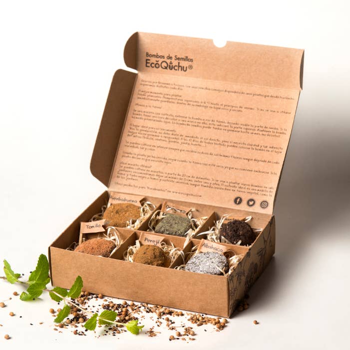 Boîte de 6 bombes de graines aromatiques pour la vente par ECOQUCHU