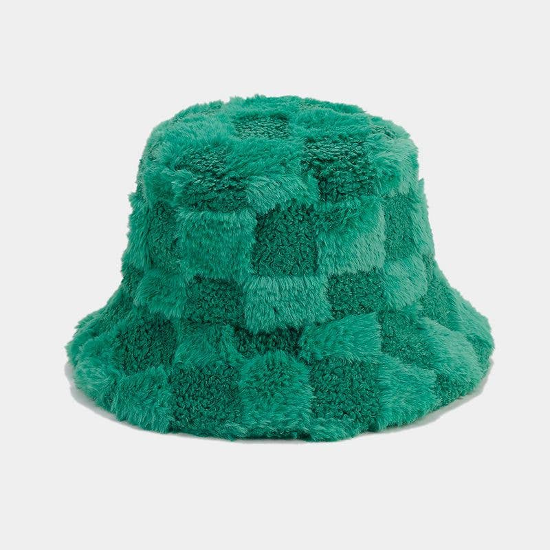 Dipped Shop – wholesale Bucket hat – Women's – Winter Fuzzy Trendy Plaid Thick Warm Bucket Hat DP25G7464