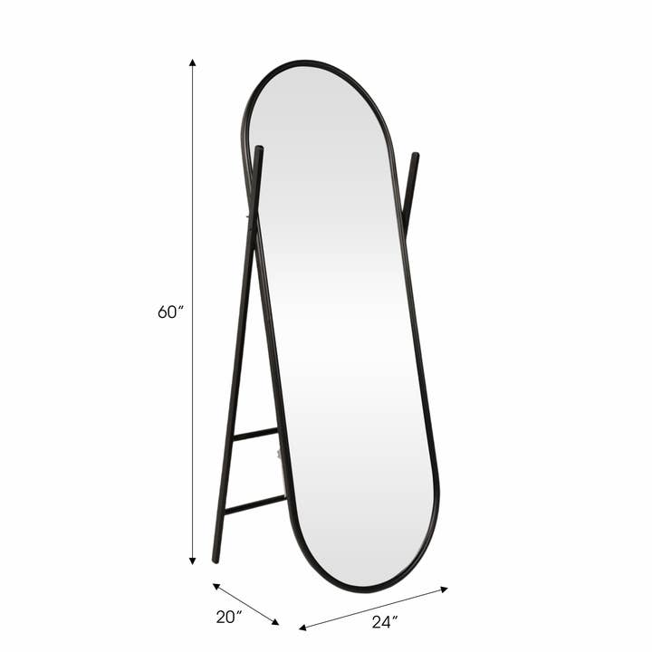 Sagebrook Home – wholesale Golvspegel – Golvspegel - Svart metall rundad båge hel längd, 60 tum.0