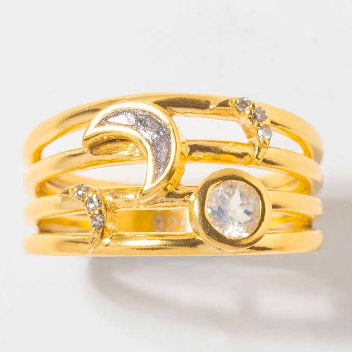 Anel Neoma Stack Ouro Vermeil por atacado de Shana Gulati Jewelry