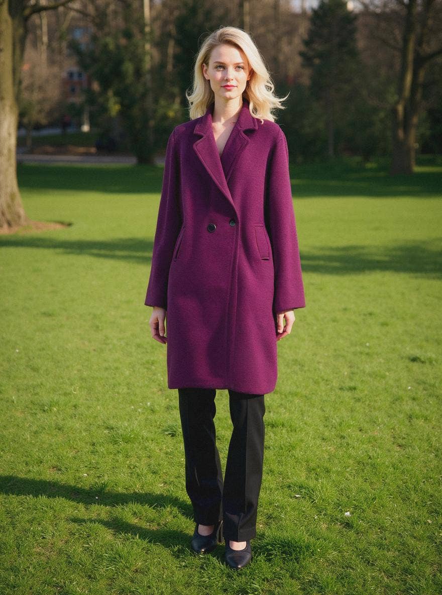 Kurt Muller – wholesale Coat – Women’s – Soft Touch Lined Coat with Detachable Leopard Ruffle Brooch3