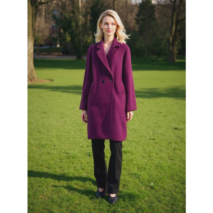 Kurt Muller – wholesale Coat – Women’s – Soft Touch Lined Coat with Detachable Leopard Ruffle Brooch3