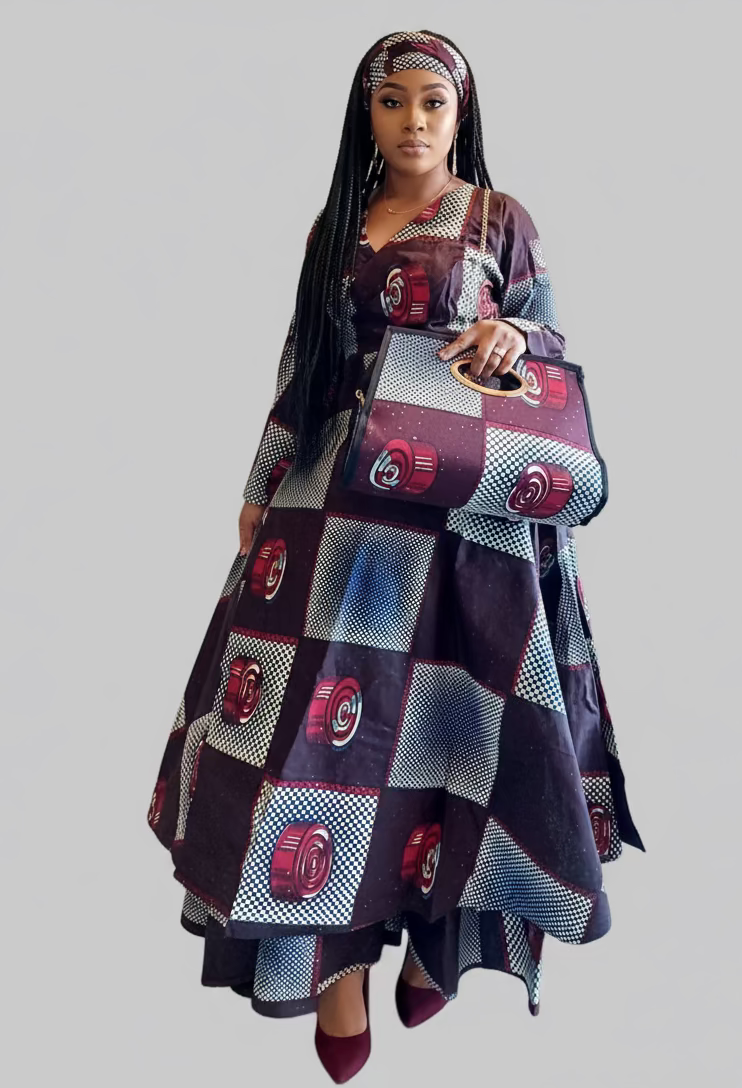 India Batik - Wholesale Dress - Women's - 3pcs Set Maxi Skirt Pocketbook wrap Dress L3