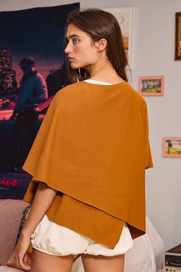 Ivory IT2115 Asymmetric & Crossover Hemline Poncho Top for wholesale on Faire19