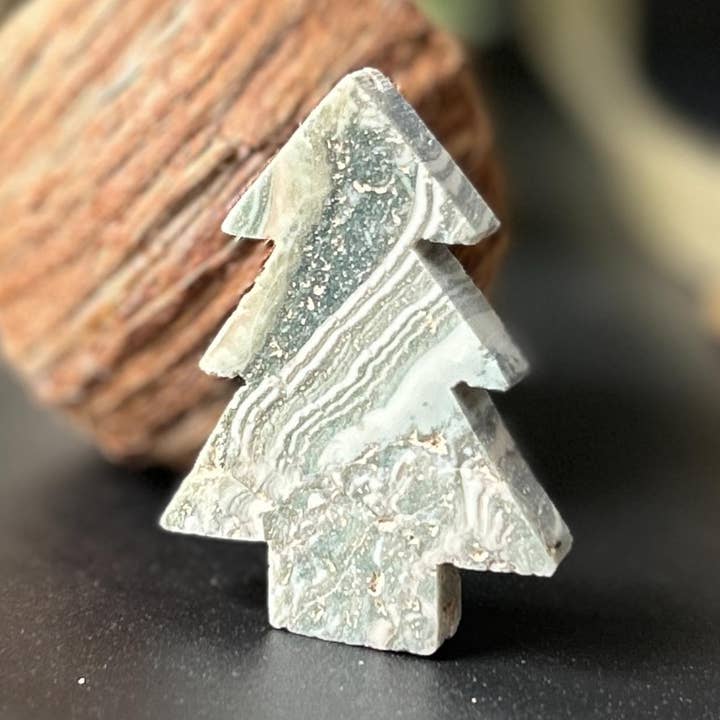 Imán de Árbol de Navidad, Árbol de Pino de Ágata y Jaspe, Piedra Preciosa para venta al por mayor de Deep Purple Project