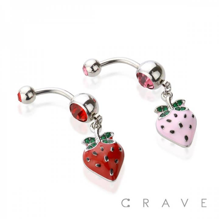 STRAWBERRY 316L SS DANGLE NAVEL RING for wholesale on Faire1