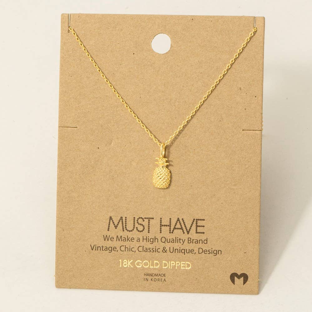 Fame Accessories - Wholesale Pendant/Charm Necklace - Gold Dipped Pineapple Pendant Necklace1