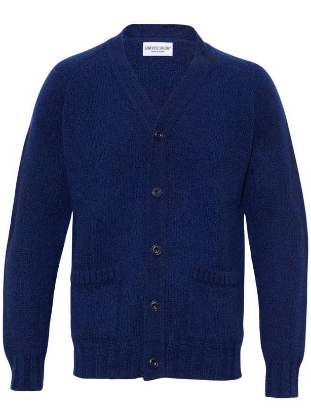 Cárdigan Aven de lana supersuave azul profundo para venta al por mayor de Genevieve Sweeney