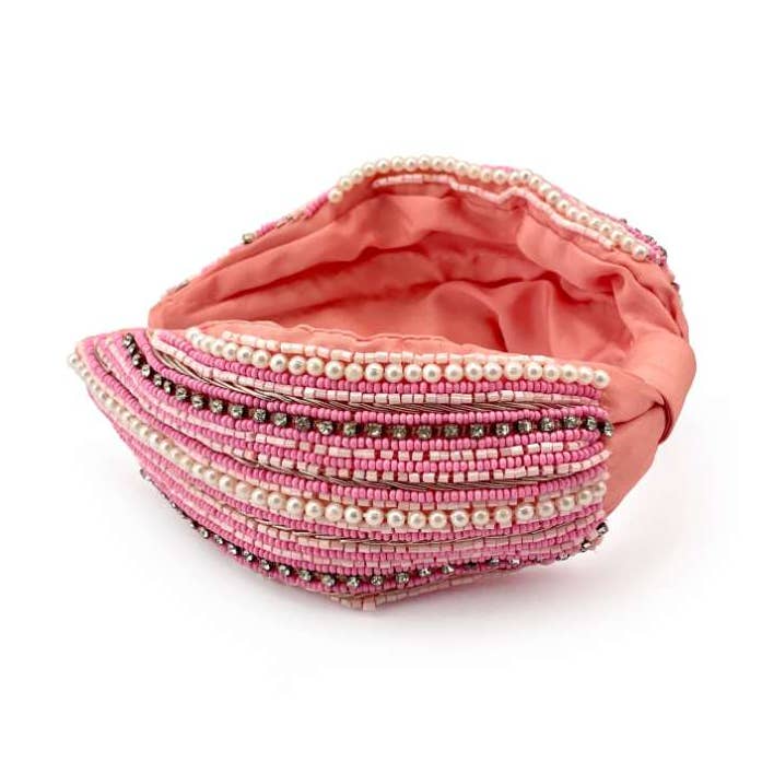 Bandeau à nœud rose perlé pour la vente par AXESSI
