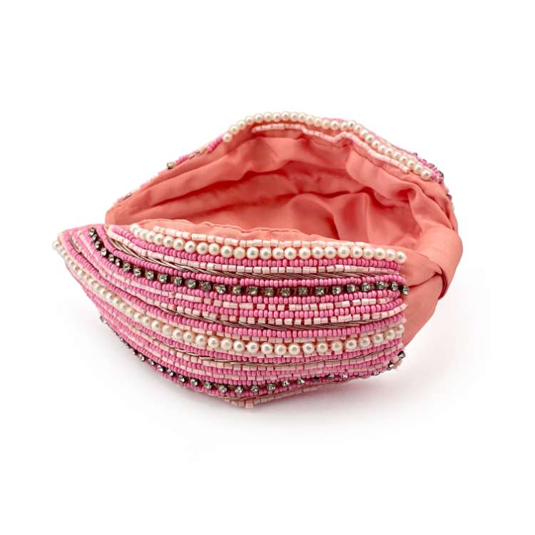 AXESSI - Wholesale Fashion headband – women's - Beaded Pink Knot Headband