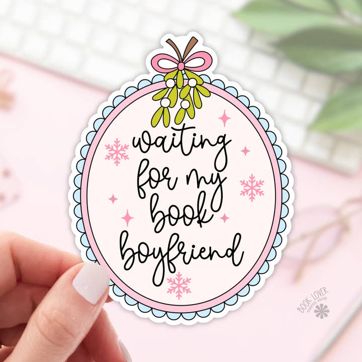 Warten auf meine Buchfreund-Aufkleber / Weihnachtlich Buchliebhaber für den Großhandel von Book Lover Merch Shop