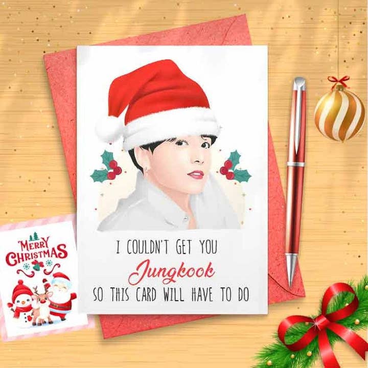 Jungkook Christmas Card Customizable - K Pop, Korean 1 for wholesale by VenusArtsShop