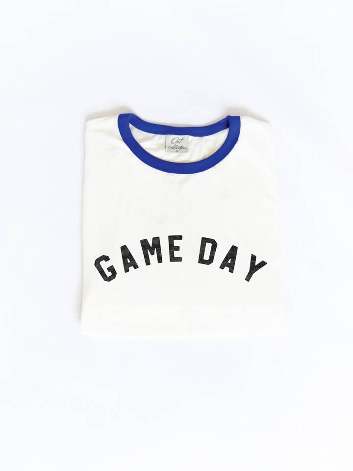 Game Day Ringer T-shirt met grafische print voor wholesale door OAT COLLECTIVE